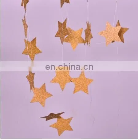 1set Paper Star Banner Garlands 2M Birthday String Chain Banner Ornaments Curtain Wedding Party Room Decor Supplies photo-4