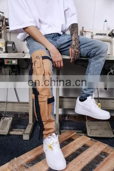DiZNEW Oem Service High Street Fashion Scratch Denim Mens Cargo Jeans photo-7