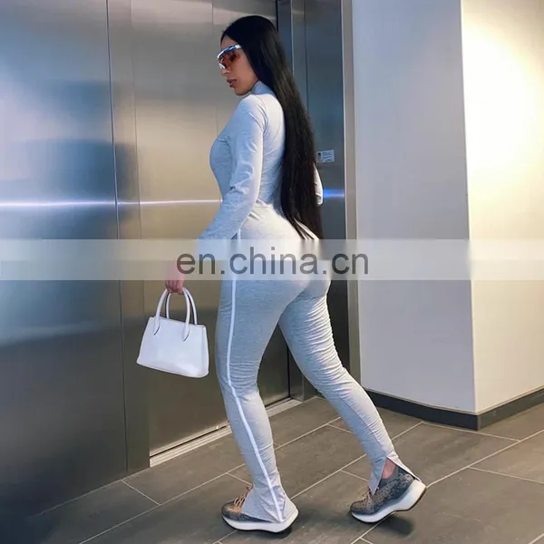 Women Fitness Yoga Jumpsuit Ladies Bodycon Long Yoga Jumpsuit Women Fitness Wear With Zipper Sportswear Jumpsuit photo-4