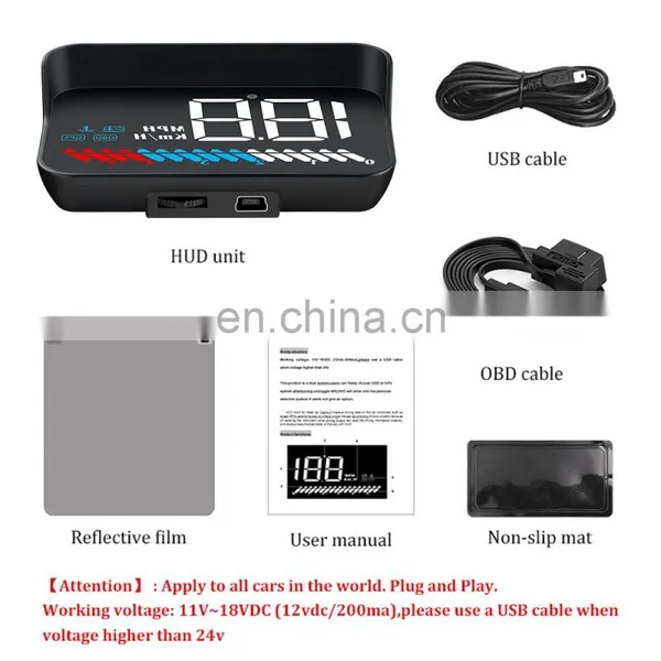 2020 Best Rearview Mirror Tpms Automotive Exploride Obd2 Led Head up Speed Display Projector Navigation Hud Display for Cars photo-4
