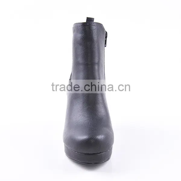2016 Woman's Newest Stylish High Heel Wellington High Ankle Boots With Side Zipper photo-3