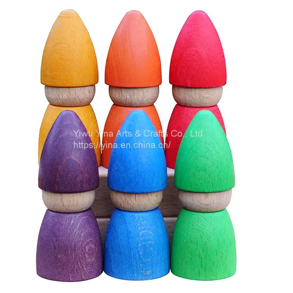 Mushrooms Honeycomb Droplets Tree Cones Mini Cones Blocks Toy DIY Wooden Rainbow Loose Parts photo-2