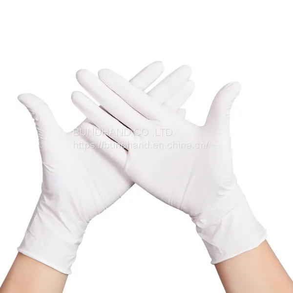 China Latex Free Non Sterile White Nitrile Powder Free Gloves Durable For Mechanic Factory