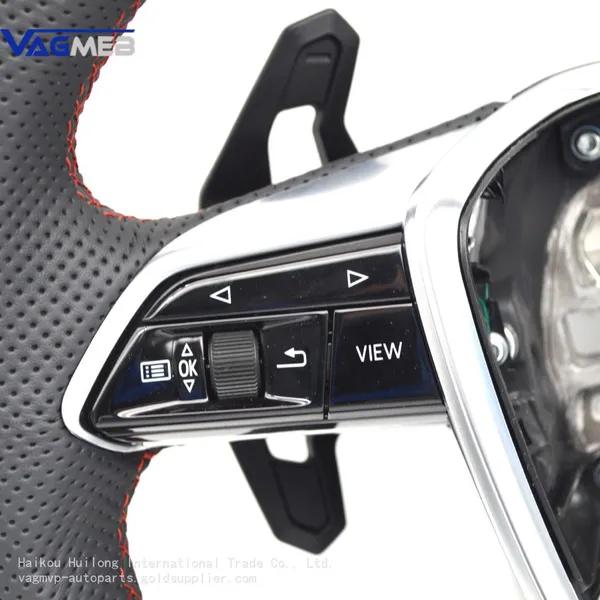 For Audi A6 C8 Punched Leather Red Stitching Multifunction Steering Wheel Assembly photo-2