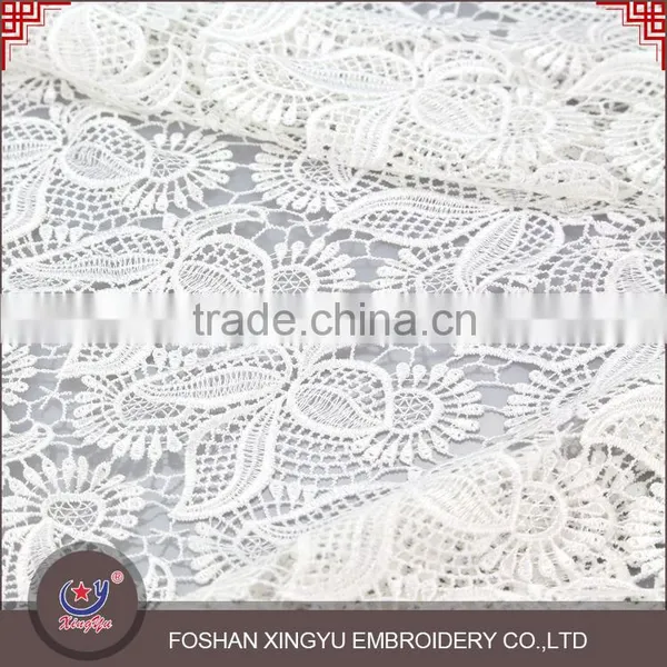 Professional OEM/ODM Manufacture High Quality Mesh 3d Flower Lace Embroidered White Lace Embroidery Fabric photo-2