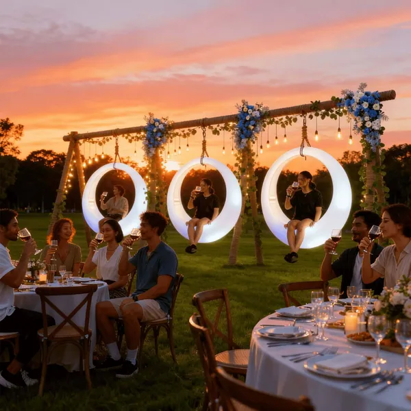 Modern LED Swing Chair With Glowing Lighting Colorful Outdoor Hanging Furniture for Parks Made of Plastic