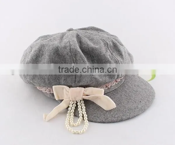 Hot Selling Children Baby Girl Hats Fashion Beret Caps With Pearl Bow Cheap Discount photo-4