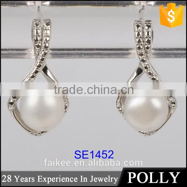 Hot Sale Simple Pearl Earring Designs For Women Silver Earrings photo-2