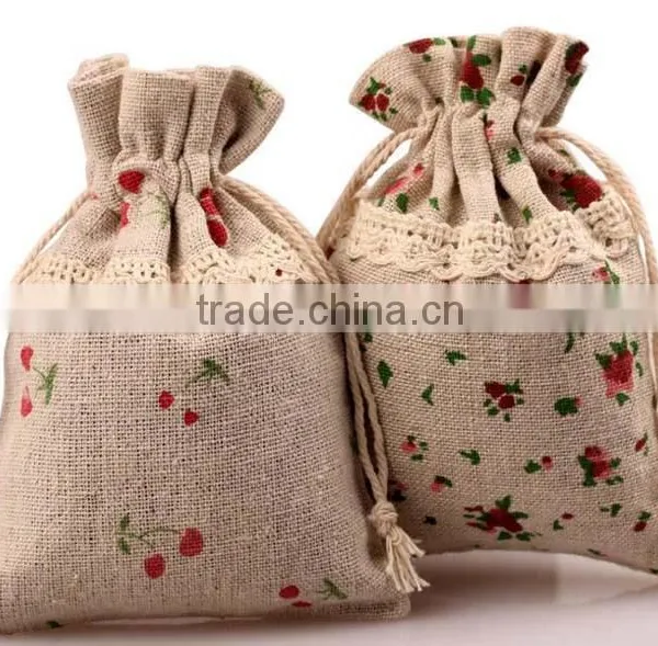 Welcome Customized Logo Eco-linen Fibric Gift Jewelry Bag,promotion Christmas Drawstring Gift Bags Quality Choice photo-2