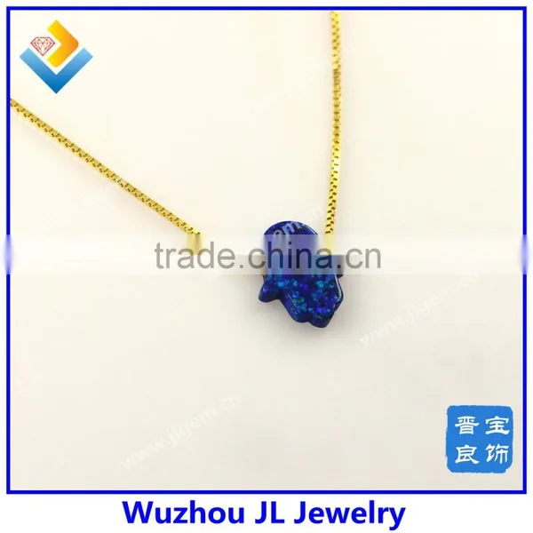 JL Gems Synthetic Hamsa Opal Pendant 925 Silver 18K Gold Plated Nesklace For Factory Price photo-2