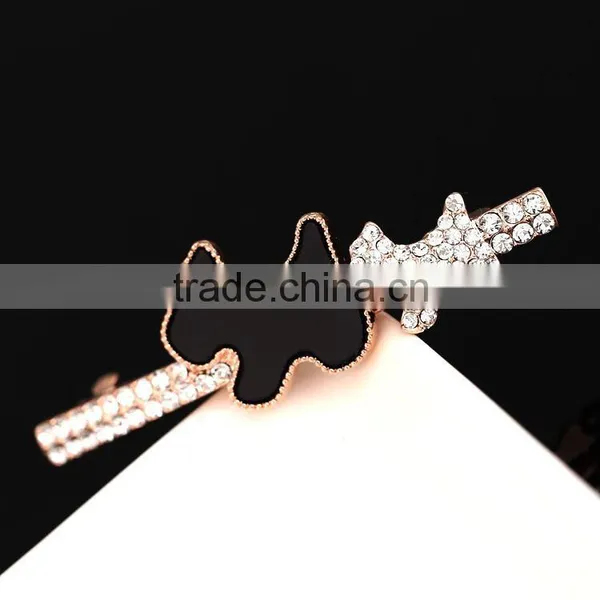 2015 New Style Bear Hairwear Golden Silver Barrettes Shining Rhinestone Zircon Lovely Hairpin Fine Jewellery photo-5