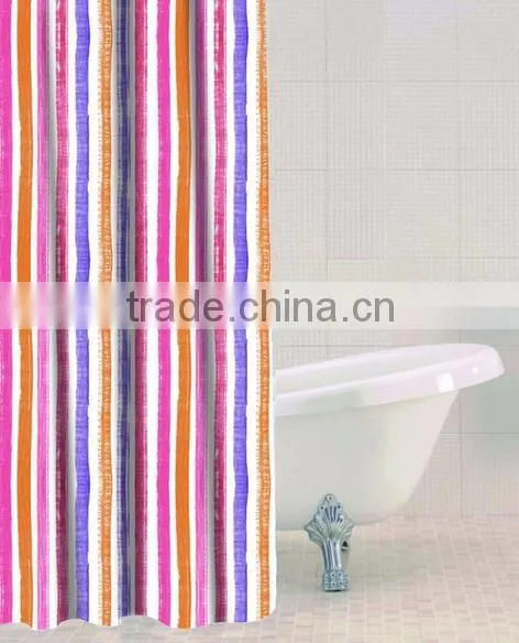 Shower Curtain Gray Stripe Printed, Hot Sale Classic Bathroom Waterproof Curtain photo-4
