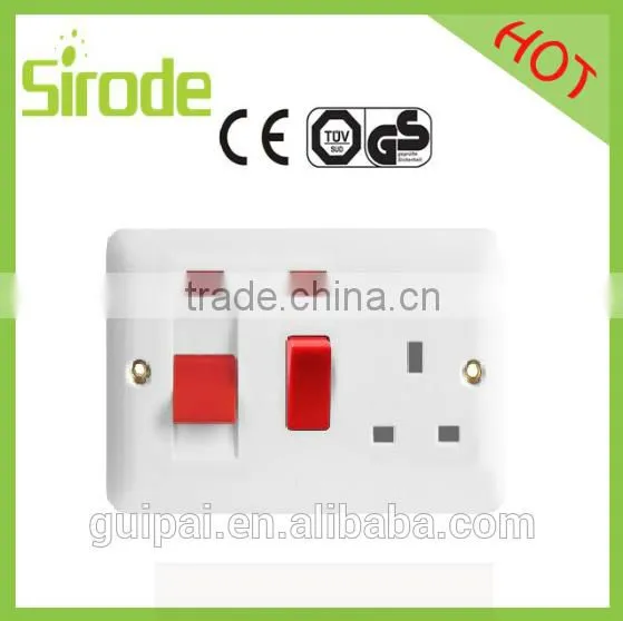 UK BS Standard Bakelite Materials 13a Single Pole Switched Socket Double With Neon photo-4