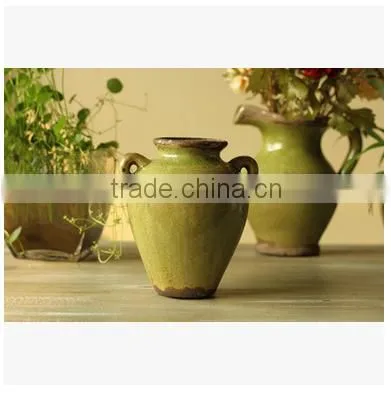 Antique Retro Green Table Ceramic Vase for Sale photo-2