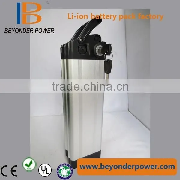 36V 10Ah E Bike Sliver Fish Case Battery Pack With BMS Protection