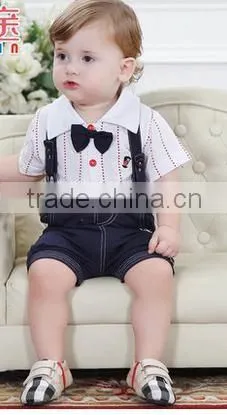 New Kids Summer Clothes Boy Girl Baby Baby Bib Shorts T-shirt Gentleman Two Piece photo-3