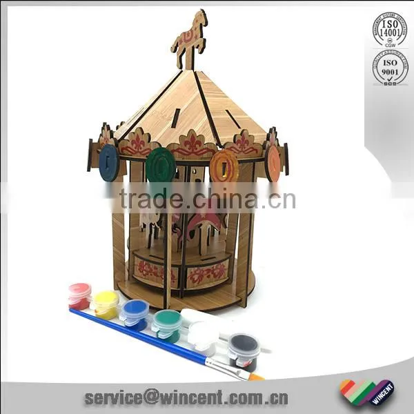 Moving Carousel Laser Cut Wooden Puzzle 3d photo-2