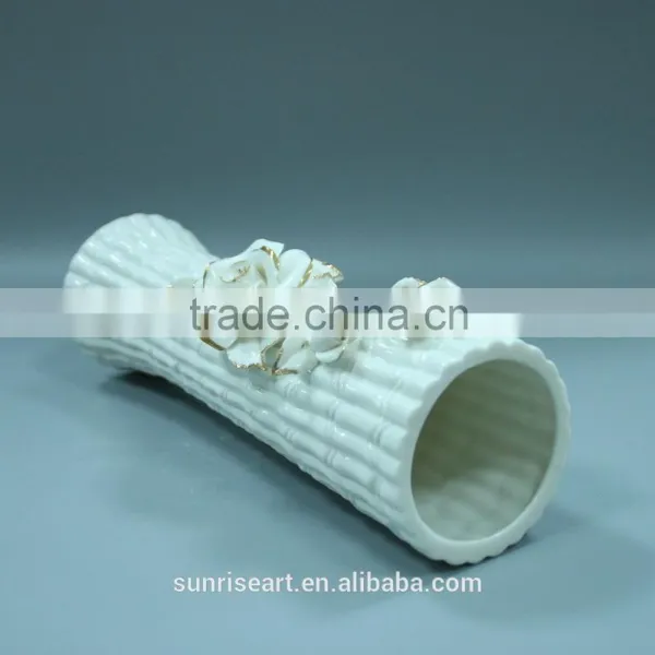 Beautiful Home Decorative White Ceramic Flower Vase photo-2