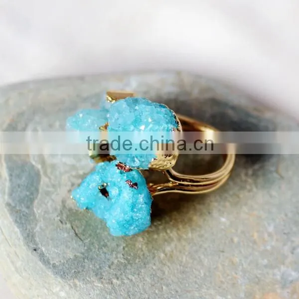 Alloy Citrine Druzy Agate Ring photo-4