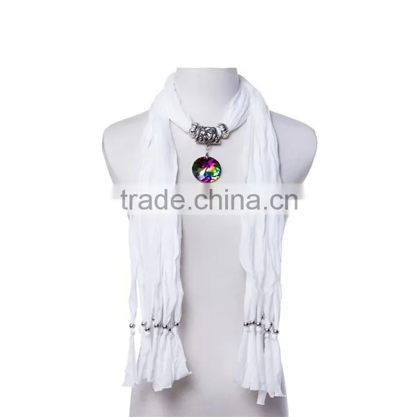 2016 New Design Round Crystal Stones Pendant Scarf photo-5