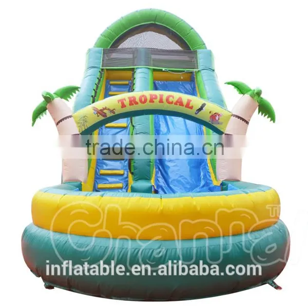 Inflatable Palm Tree Water Slide, Inflatable Water Slide Pool, Tropical Water Slide photo-2