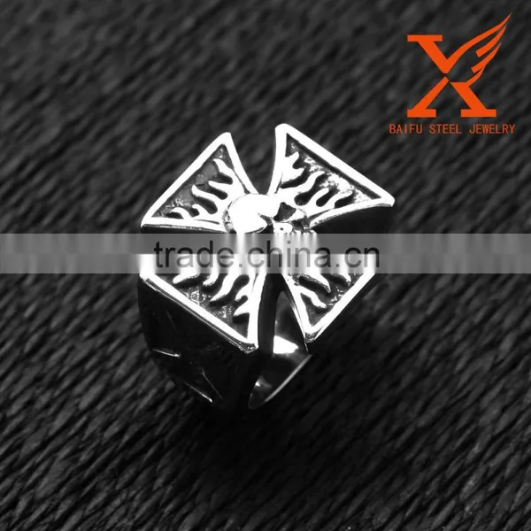 Silver Stainless Steel Skull Ring 361L Stainless Steel Cross China Infinity Designer Rings