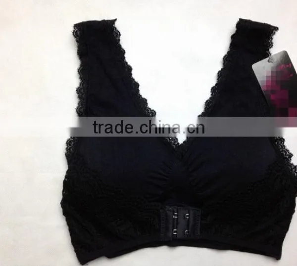 Yoga Fitness Sexy Floral Print Bra With Lace Ham Front photo-6
