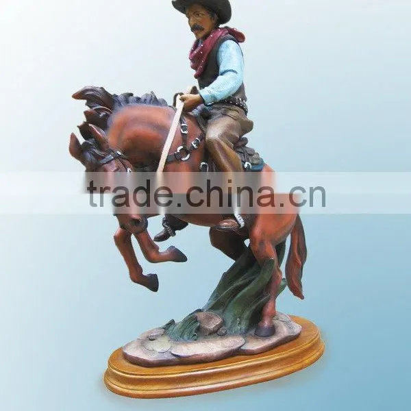 Polyresin Cowboy on Horse, Polystone Chevalier