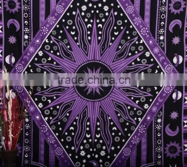 Purple Star Cotton Wall Hanging Tapestry Bedding Bedspread Indian Tapestry Bohemian Tapestry Hippie Wall Tapestry Wholesaler photo-2