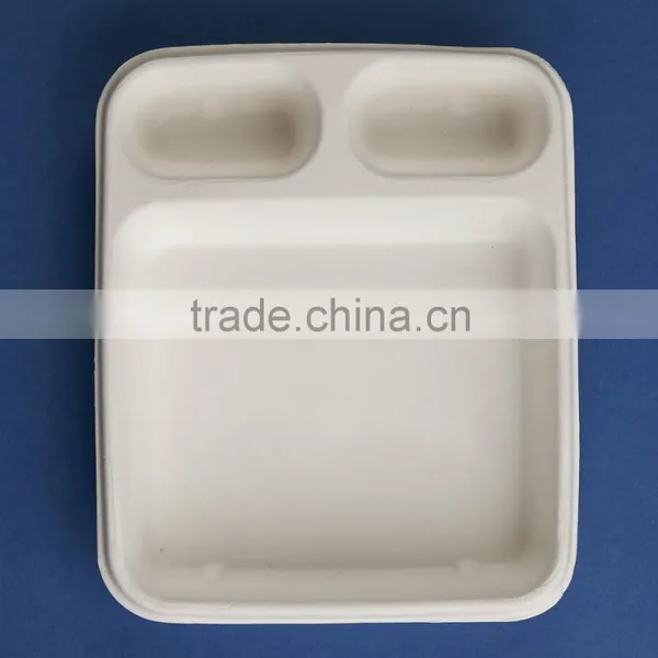 BX-97-3 Three Parts Rectangle Disposable Fast Food Bagasse Box photo-3