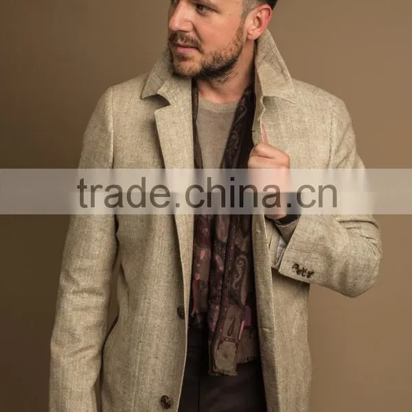 Fresh Linen Fabric Custom Made SlimFit Latest Design Men Long Coat photo-3