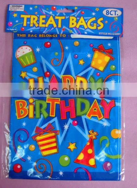 High Density Polyethylene Colorful Happy Birthday Plastic Candy Bag for Kids photo-3