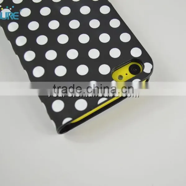 Simple Style PU Leather Case For IPhone 5c With White Spot , Big Magnet and Support Ability That Easy to Watch Video photo-4