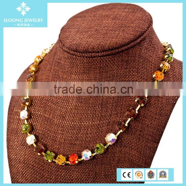Crystal Designer Inspired Necklace/Gunmetal Austria Crystal Necklace/ Multi Crystal Statement Necklace photo-3
