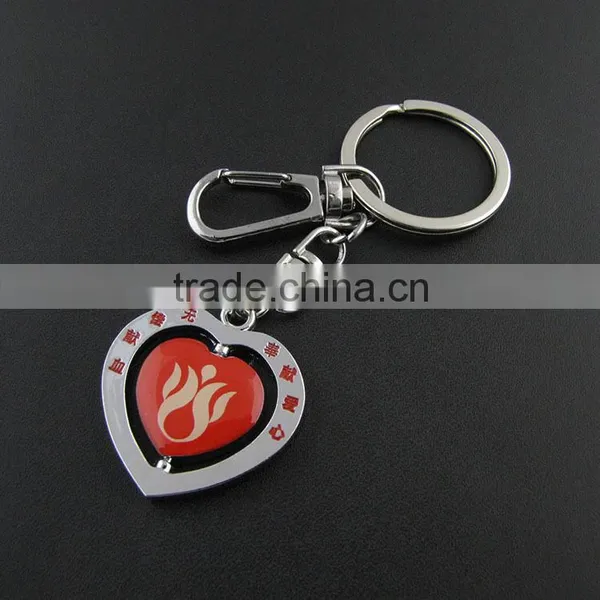 Carabiner Keychain Type and Metal Material Metal Heart Shape Rotating Key Chain photo-2
