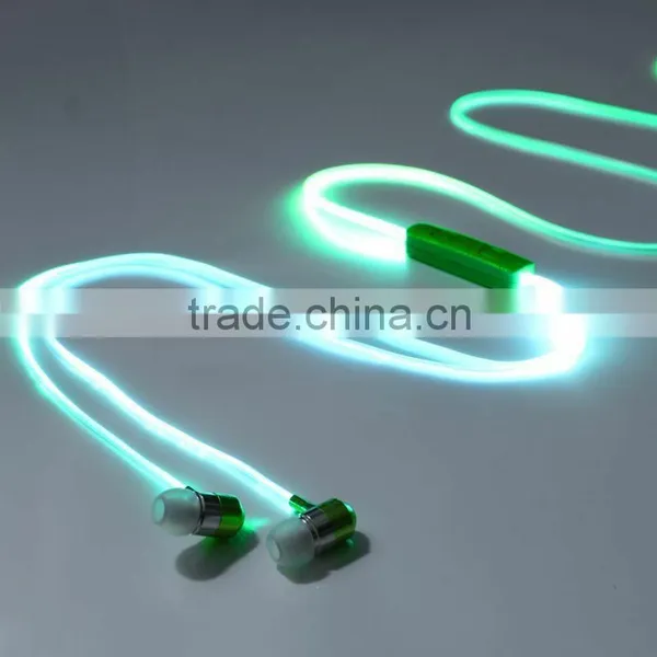 Metal Head Cheap Colorful Earphones Headset, LED Headphone Flash Night Light Earphone With Clip Mic For Smartphone photo-3