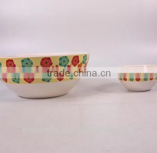 Colorful Flower Euro Food Stardard Set Of 2Pcs Plastic Salad Bowl Set photo-3