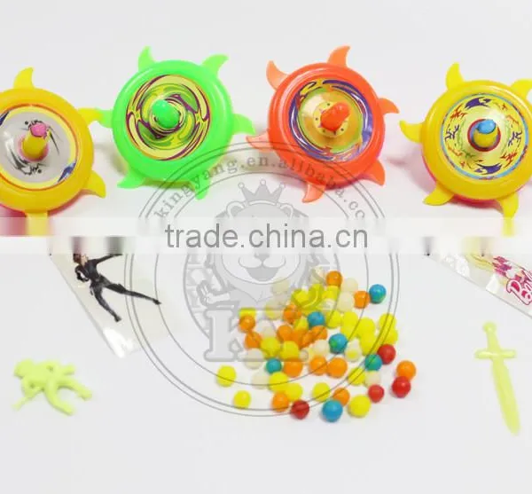 Plastic Spinning Top Candy Toy With Tattoo And Toy photo-4