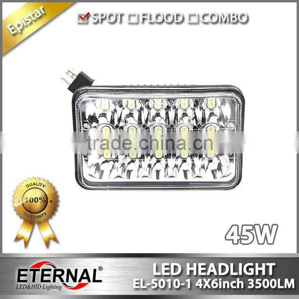 4x6in 45W High Power Sealed Dual Beam 4x4 Truck Trailer Vehicles High Power Driving Led Headlight Headlight Replacement