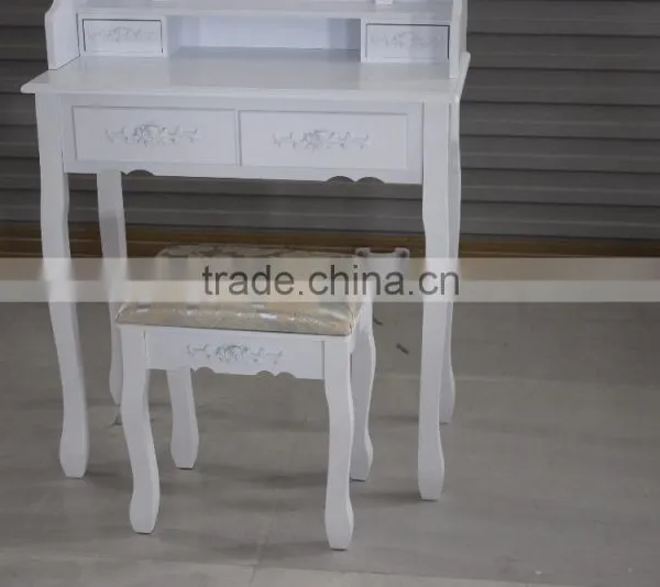 European Style White Wooden Dressing Table With Stool/K/D Dresser/modern Style Dressing Table photo-4
