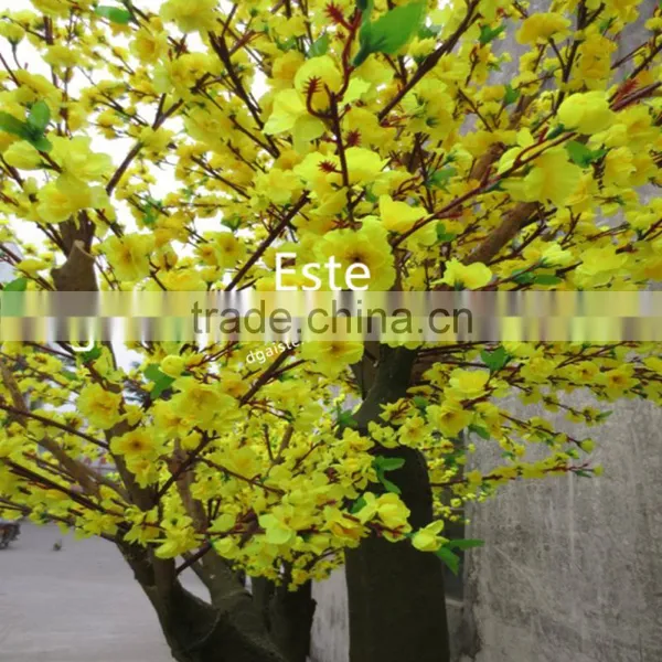 Atificial Golden Peach Blossom Flower Tree for Home Decoration Fiberglass Trunk photo-4