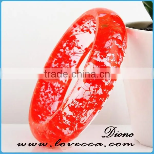 Handmade Gift Clear Real Flower Bracelet Resin Flower Bangle photo-4