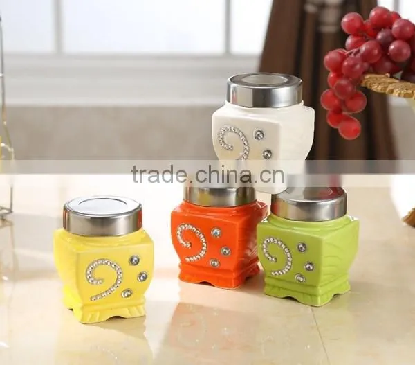 Ceramic Canister Set With Stainless Metal Frame photo-4