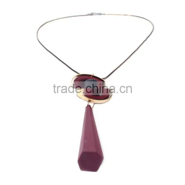 Chunky Bead Ball Wood Hoop Gold Hoop Rubber Strip Pendant Necklace Long Geometric Necklace photo-3