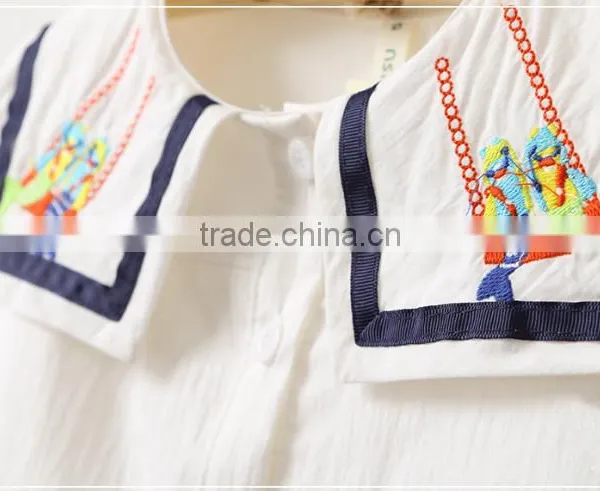 2017 Wholesale Childrens Boutique Clothing Baby Girls Plain White Shirt With Long Sleeve photo-3