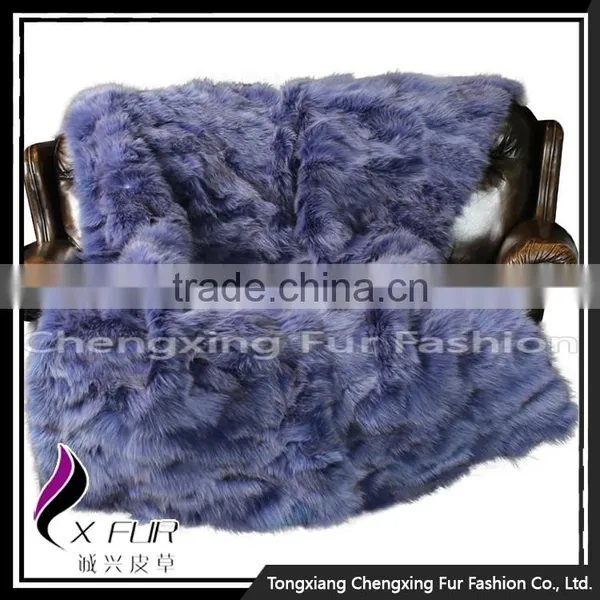 CX-D-117 Hot Sale High Quality Custom Patchwork Custom Fox Fur Blankets photo-2