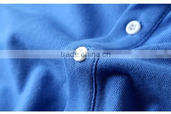 High Quality Adults Short Sleeve Plain Pure Color Mixed Sizes Stock Custom Blue 160g 100% Pique Cotton Polo t Shirt Men photo-6