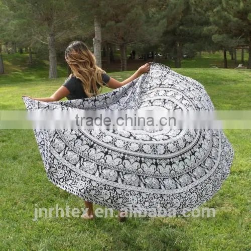 Custom Cotton Printing Round Beach Towels With Tassels photo-6