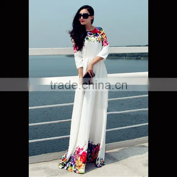 Walson 2016 New Women Dresses With White Floral Maxi Dress Women Floral Party Evening Dress Women Clothing photo-2
