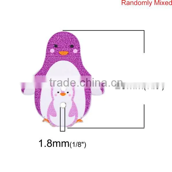 2 Holes Penguin At Random Wood Sewing Buttons Scrapbooking photo-2